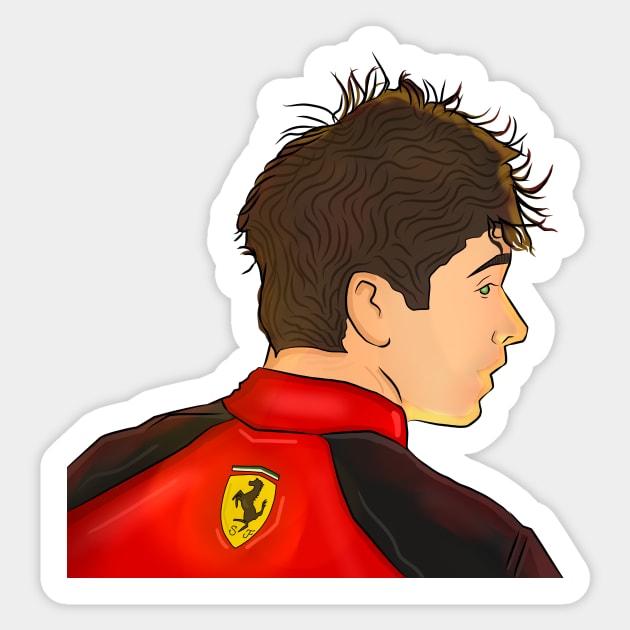 Charles Leclerc 16 Ferrari Sticker by artistbarcagirl